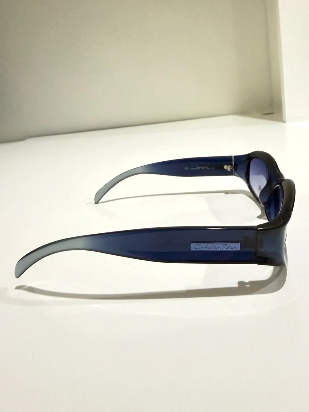 Vtg Christian Dior Chrystel 54Z Blue Gradient Sunglasses Y2K Deadstock Full Set